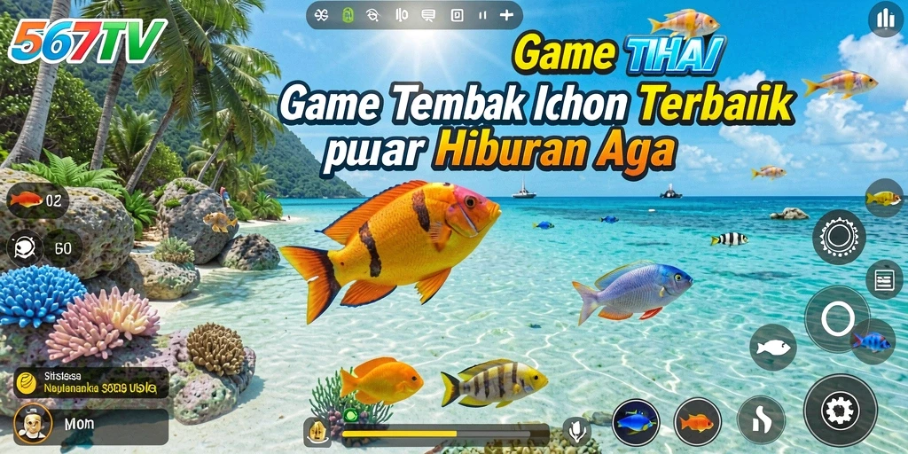 Gameplay seru dari 567TV menembaki ikan berwarna-warni.