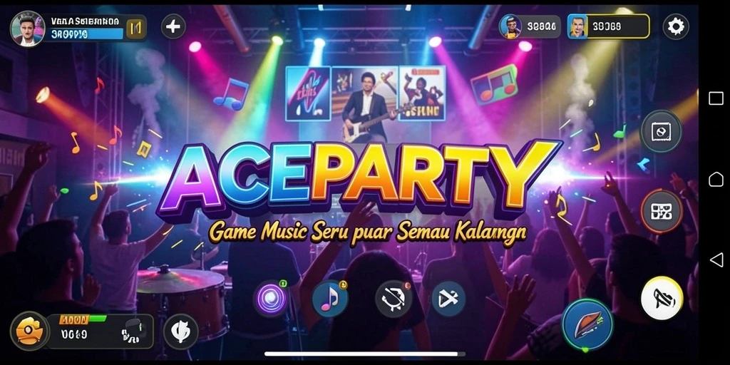 Screenshot gameplay ACEPARTY menampilkan momen seru bermain musik.