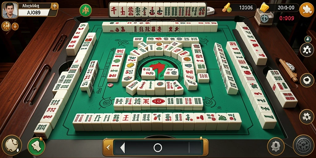 Screenshot utama AJO89 menampilkan aksi bermain Mahjong yang seru.