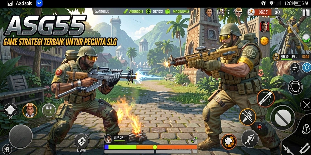 Screenshot utama ASG55 menampilkan aksi gameplay yang seru dan strategi mendalam.