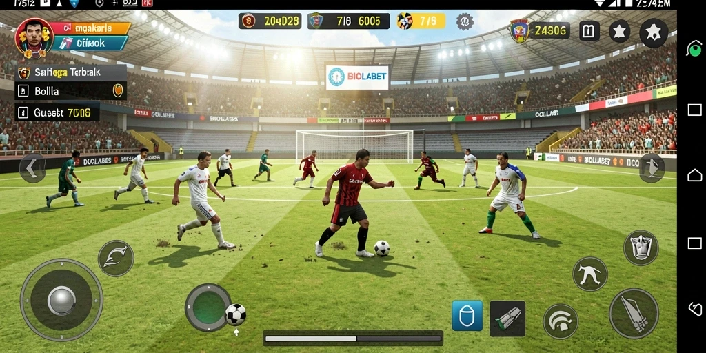 Tampilan gameplay BIOLABET dengan pertarungan sengit di lapangan.