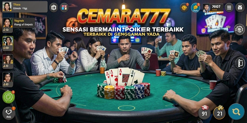 Screenshot CEMARA777 menampilkan momen seru bermain Poker dengan pemain lain.