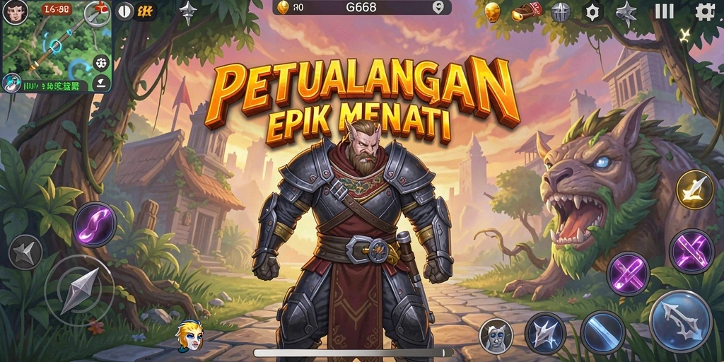 Screenshot gameplay G668 yang menunjukkan aksi petualangan yang mendebarkan.