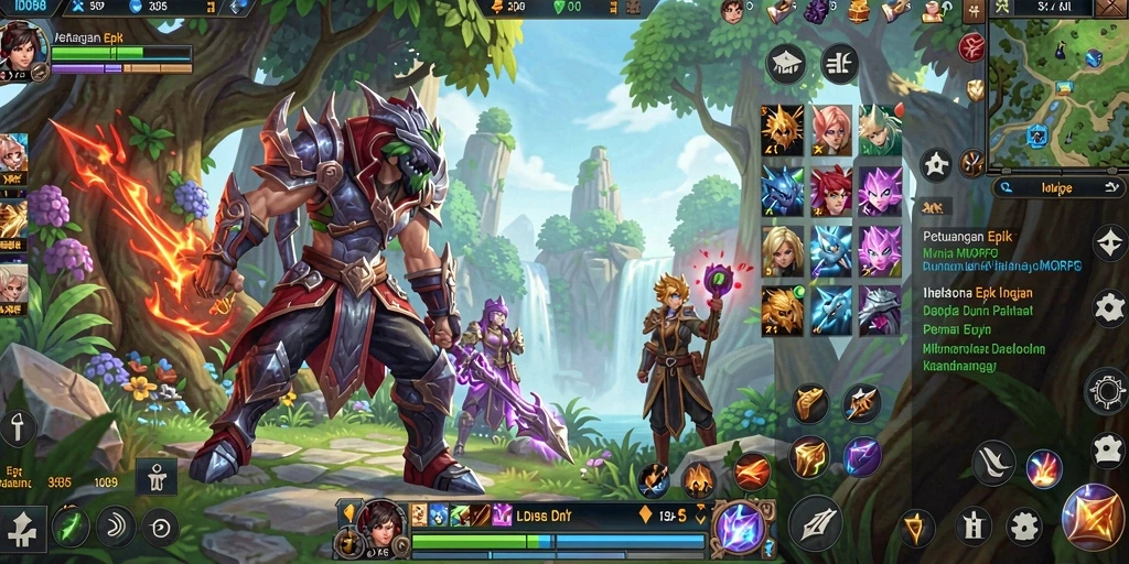 Screenshot ID098 menampilkan aksi pertarungan epik dalam gameplay MMORPG.
