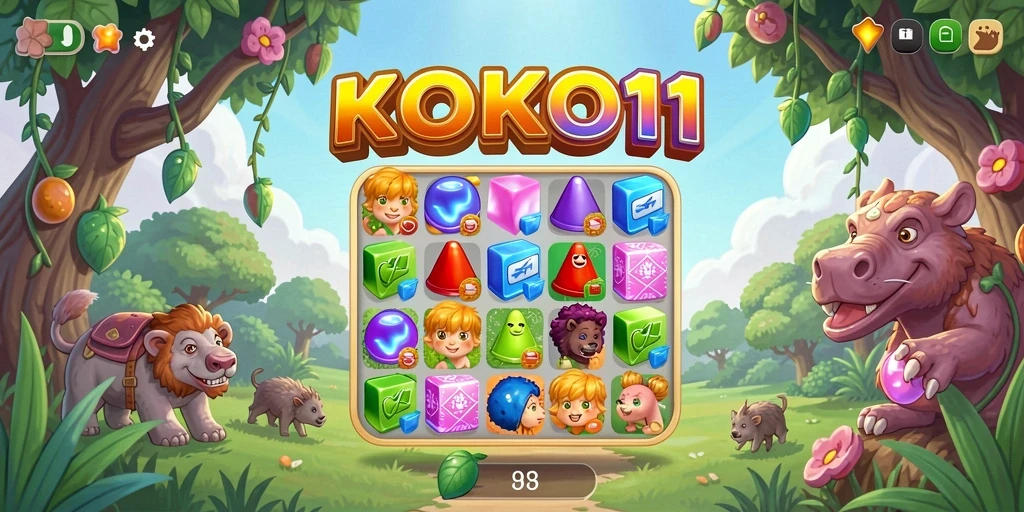 Tampilan gameplay KOKO11 yang seru dan penuh warna.