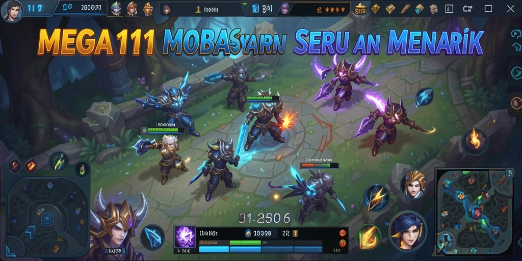 Tampilan gameplay MEGA111 yang mendebarkan dalam pertempuran MOBA.