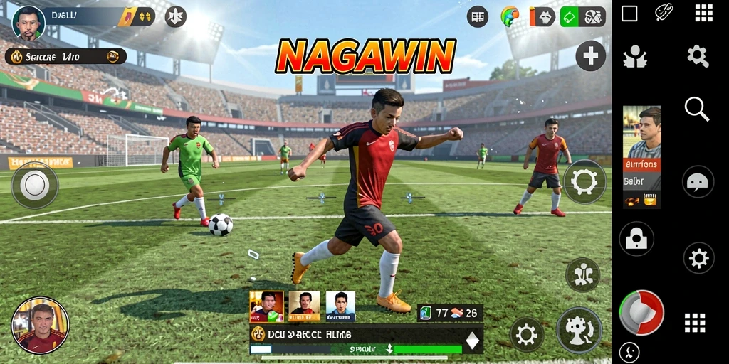 Tampilan gameplay seru NAGAWIN yang penuh aksi olahraga.