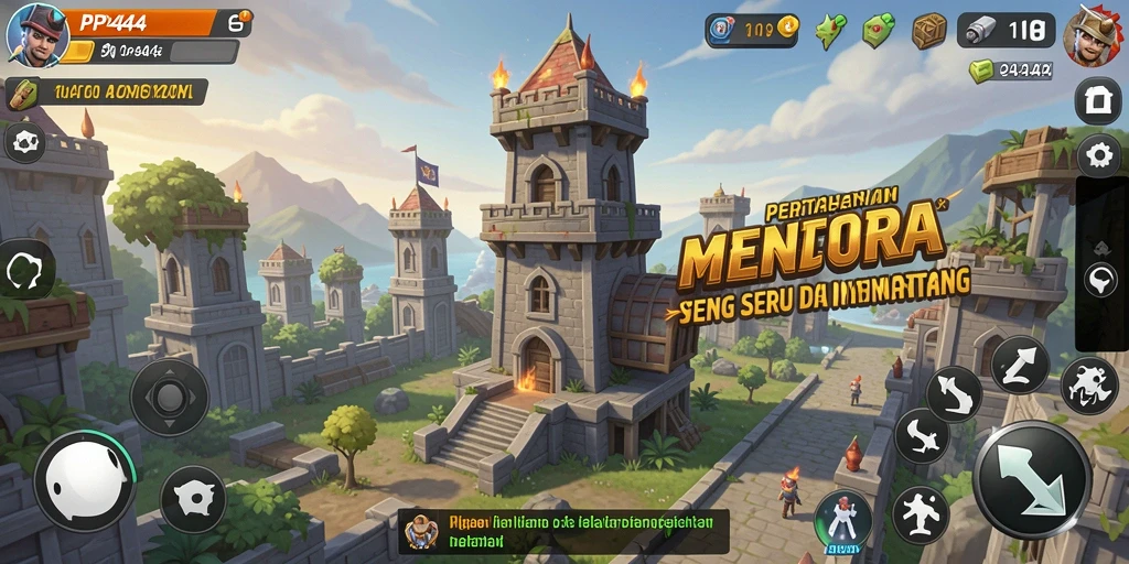 Tampilan gameplay PP444 yang mendebarkan dalam pertahanan menara.
