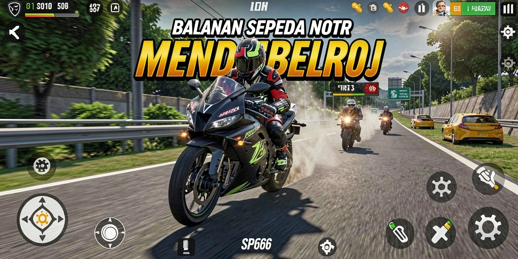 Tampilan gameplay SP666 yang seru dalam balapan motor.