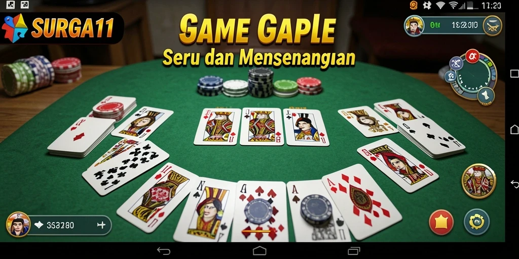 Tampilan menarik gameplay Gaple di SURGA11 yang seru.