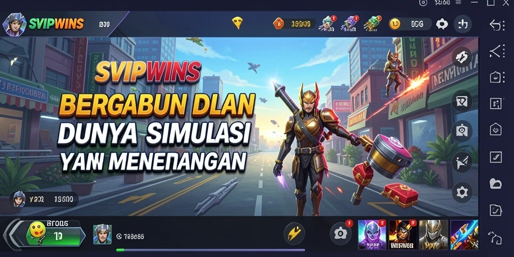 Tangkapan layar gameplay SVIPWINS yang menampilkan elemen simulasi interaktif.