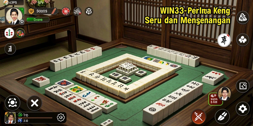 Tampilan gameplay WIN33 yang menarik dengan ubin Mahjong yang berwarna-warni.
