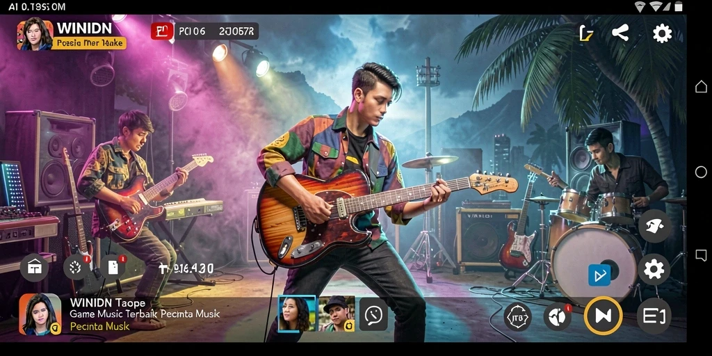 Tampilan gameplay <strong>WINIDN</strong> yang menarik dengan alat musik virtual yang interaktif.