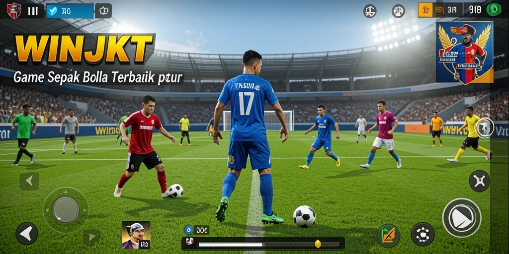 Tampilan utama gameplay <strong>WINJKT</strong> yang menampilkan serunya bertanding di lapangan.